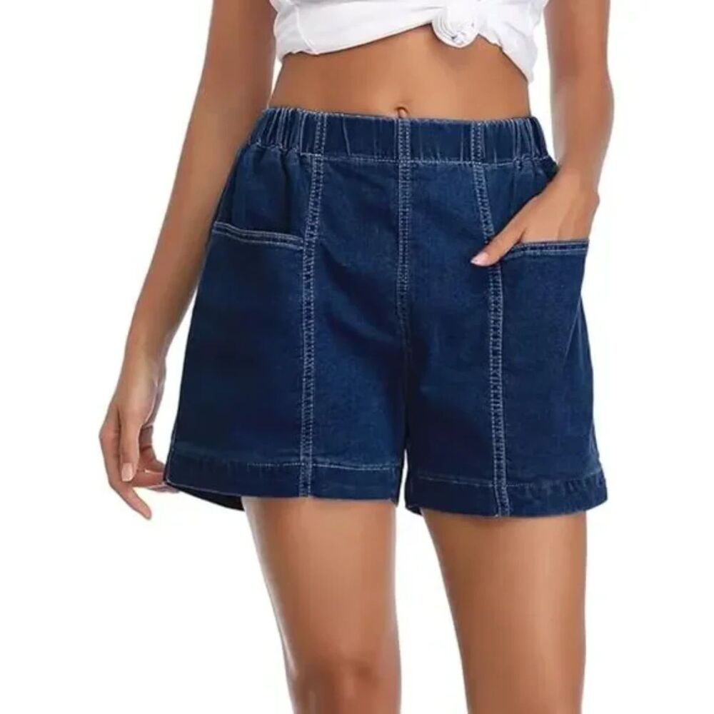 Fuinloth Women's Faux Denim Shorts, L, 3F-128B001